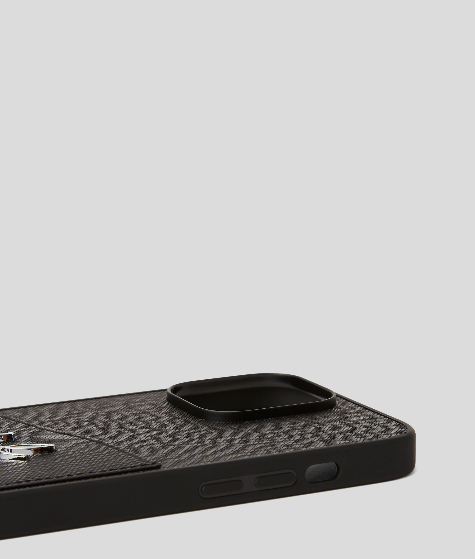 Étui de protection pour iPhone 14 Pro Max avec fente pour cartes ornée du logo Karl Signature