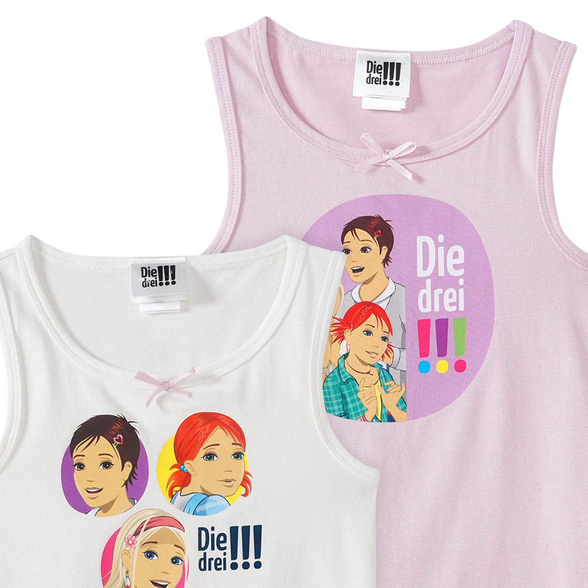 Topolino 2 Die drei !!! Unterhemden mit Print weiss / rosa