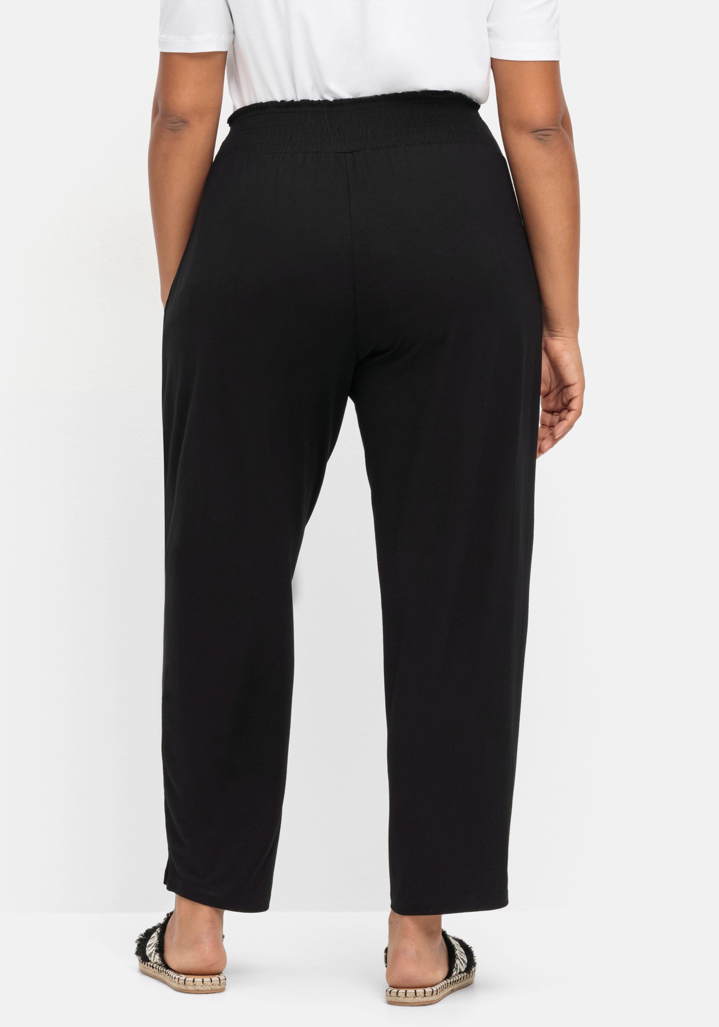 Jerseyhose mit breitem Smokbund und Blumendruck