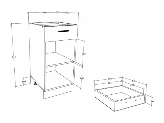 Armoire de cuisine L 40 cm Armoire basse Esilo