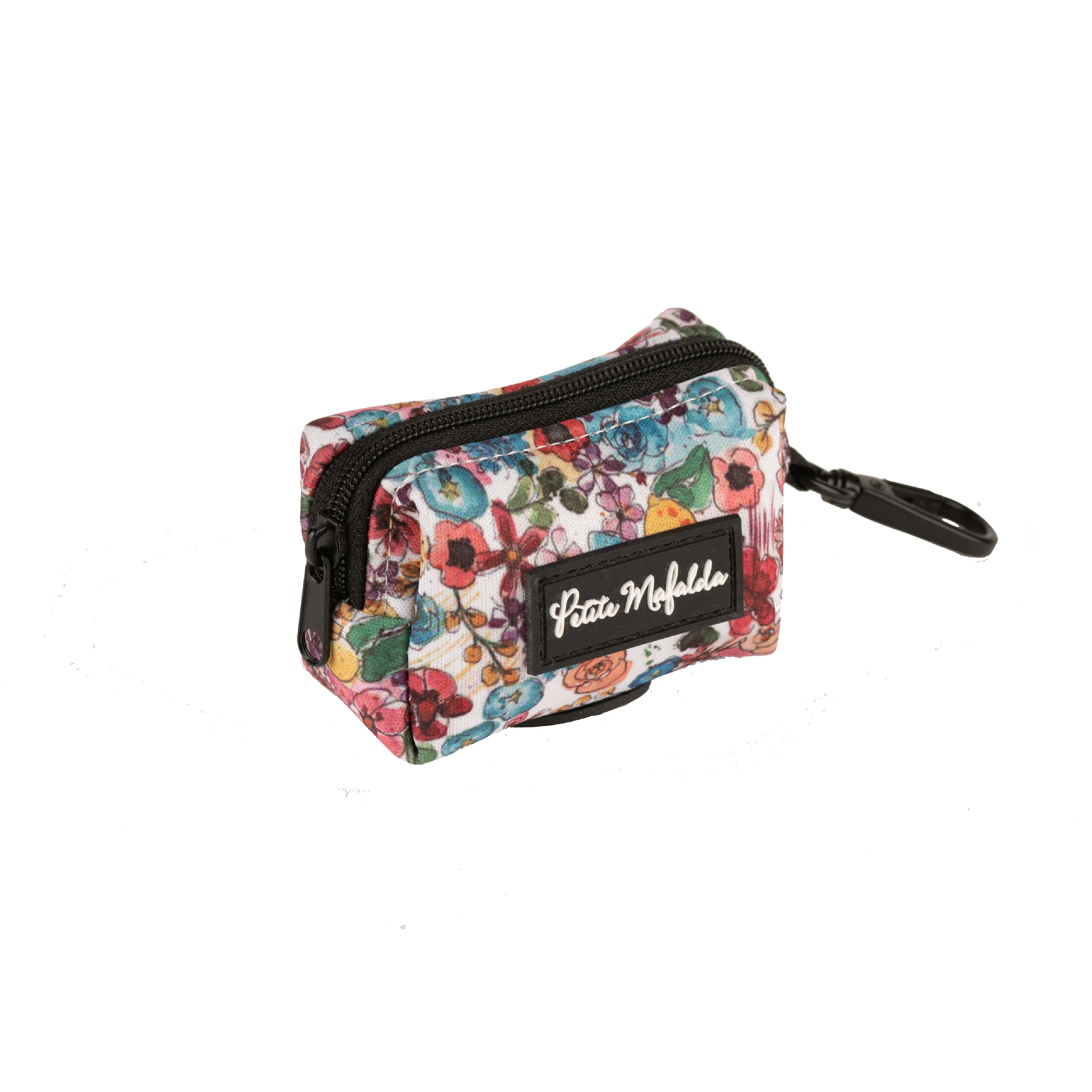 Porta-sacos para cachorro Petite Mafalda com estampa floral azul