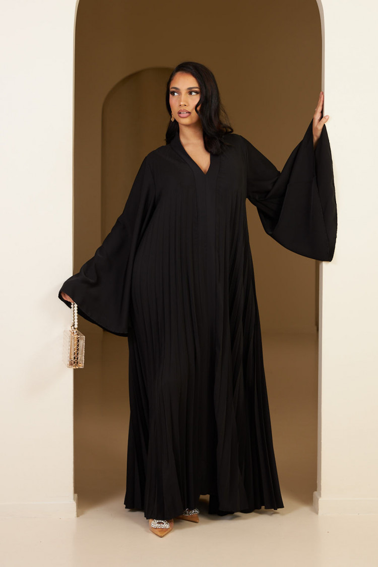 Abaya noire plissée