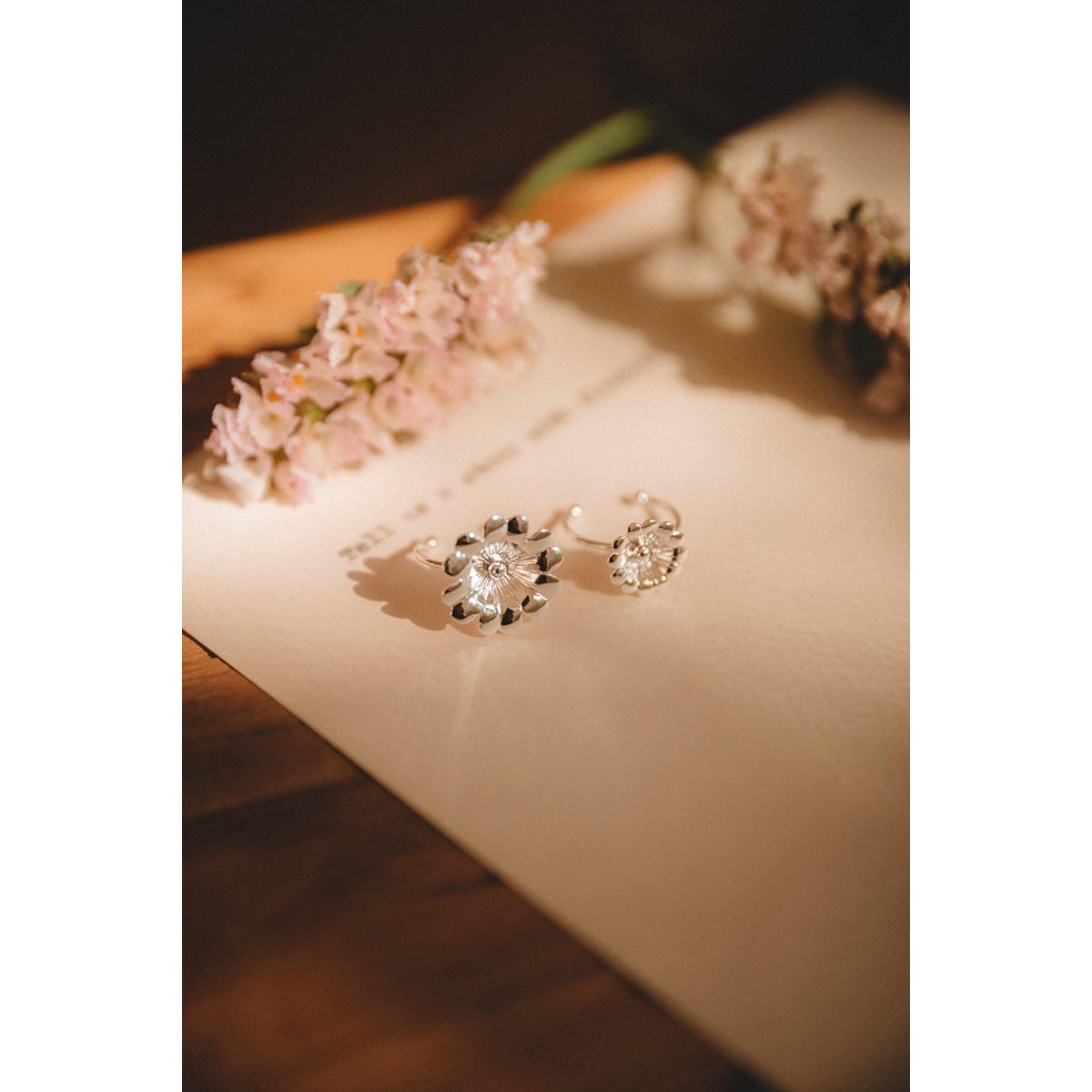 maxi bague fleur plaqué argent - THÉIA