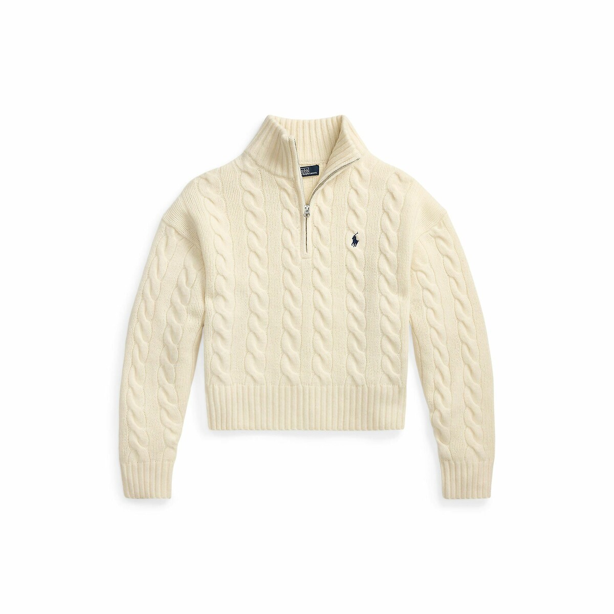 POLO RALPH LAUREN<br>Suéter de tricô com zíper, lã e cashmere