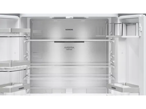 Siemens KF96NAXEA - Køleskab/fryser - bund-fryser - bredde: 91 cm - dybde: 73.1 cm - højde: 183 cm - 605 liter - Klasse E - BlackSteel