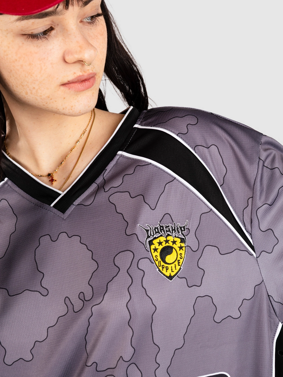 Worship Supplies Delirium Football Jersey Long Sleeve T-Shirt steel grey
