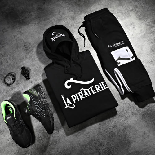 Sweat Capuche Logo Noir Blanc
