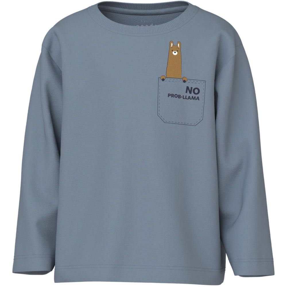 Køb Name It Dusty Blue Llama Pocket Nmmvagno Ls Loose Top