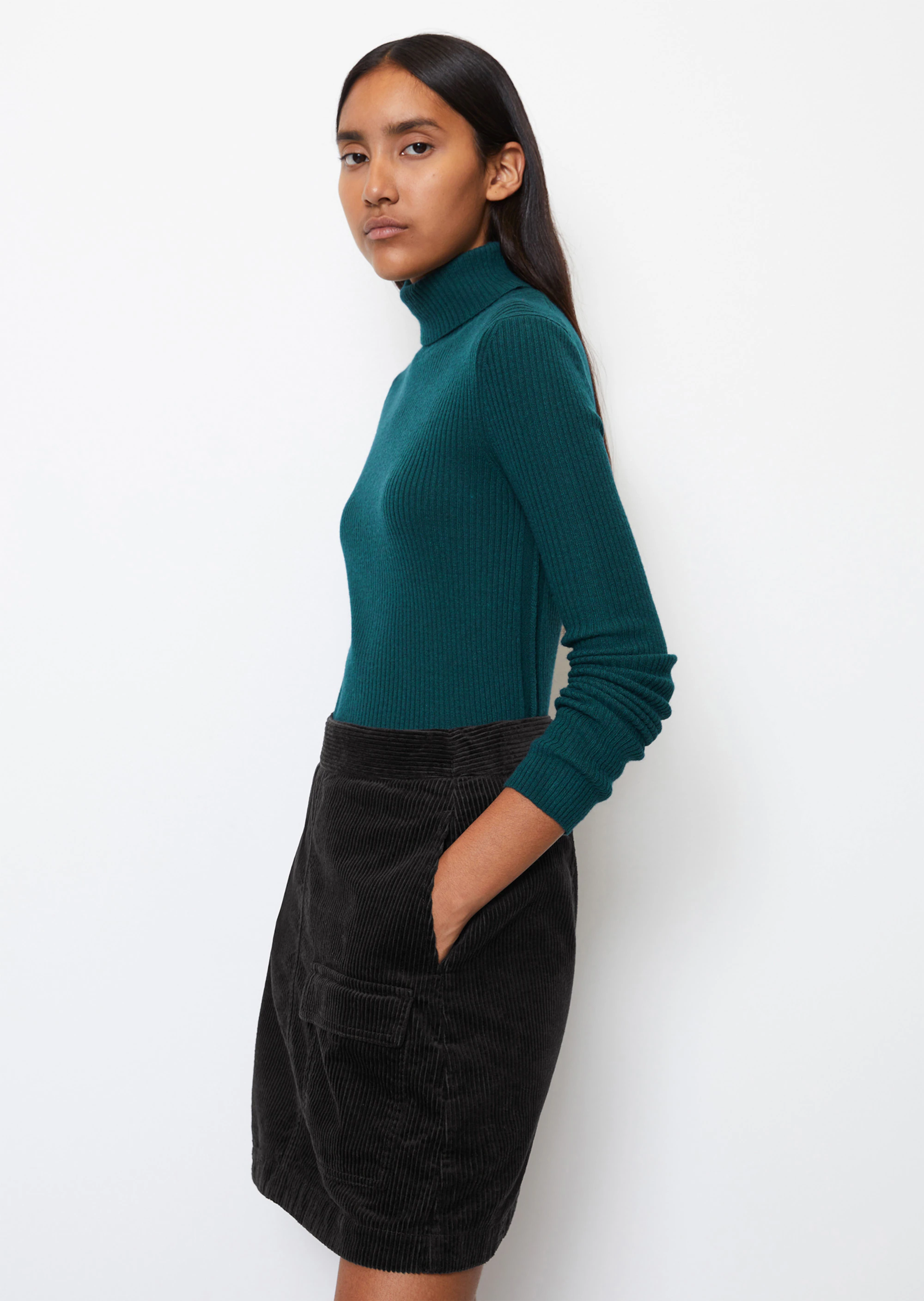 Rollkragenpullover shapedim soften Rippstrick