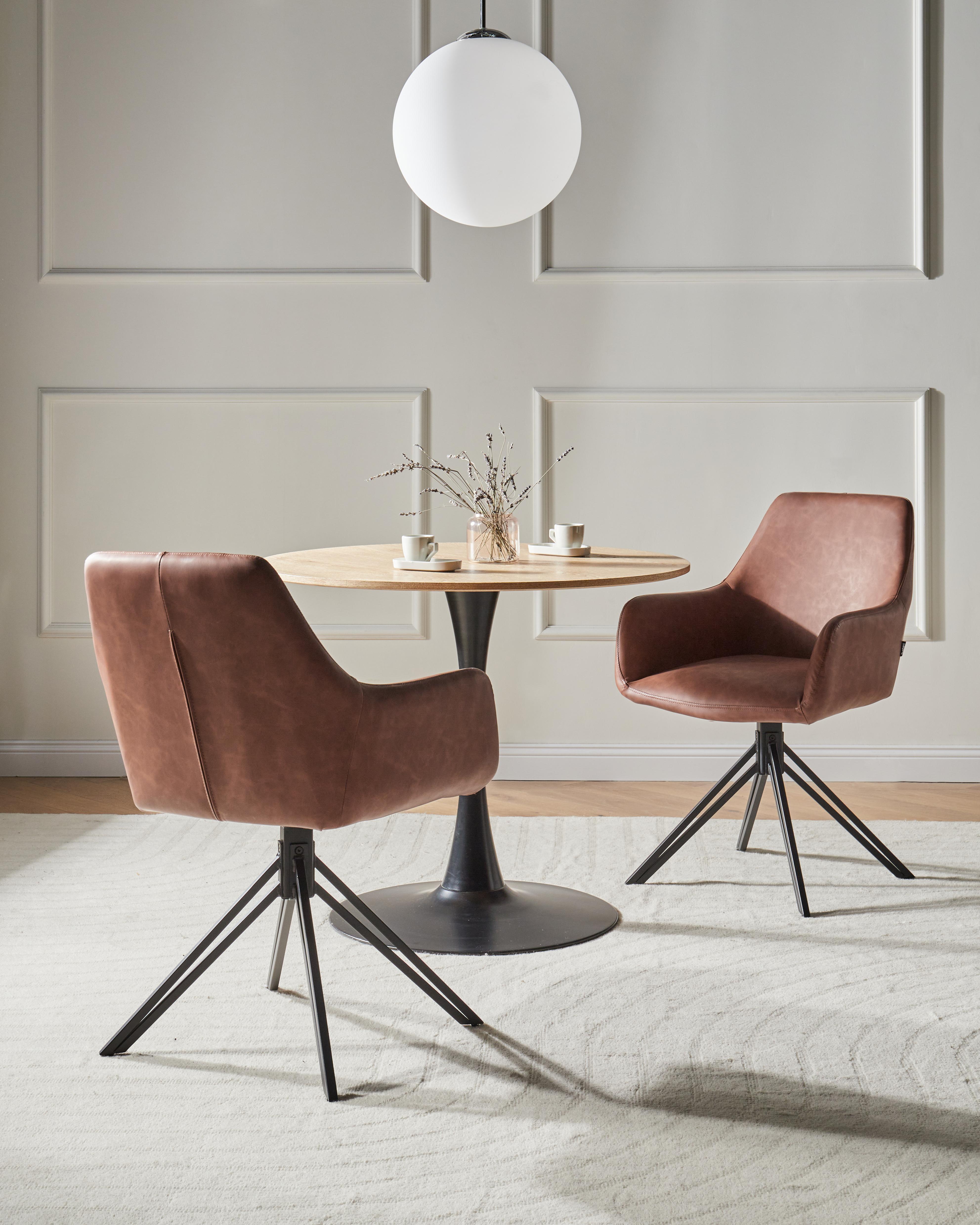 Set van 2 eetkamerstoelen SANSARC Kunstleer Bruin