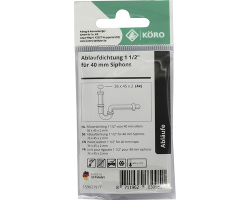 TPE-ring 36 x 45 x 2 mm 70 Sh.A voor 1 1/2