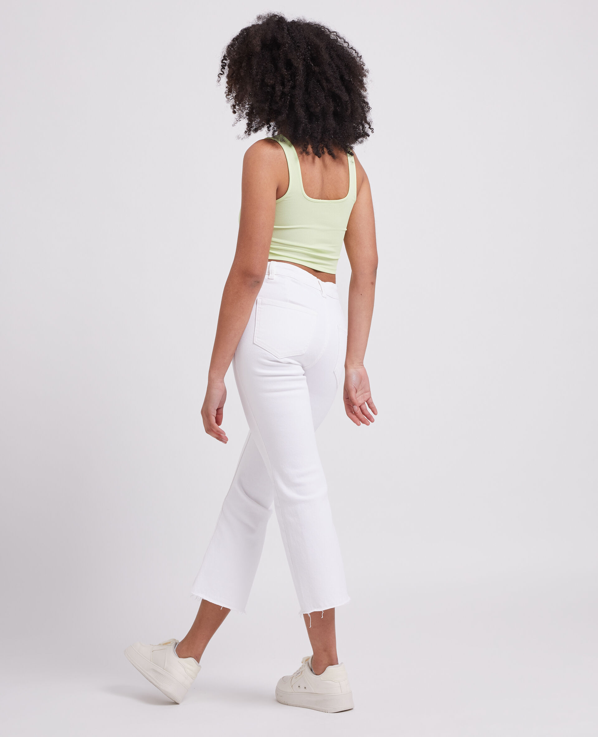 Jean flare taille haute cropped - Blanc