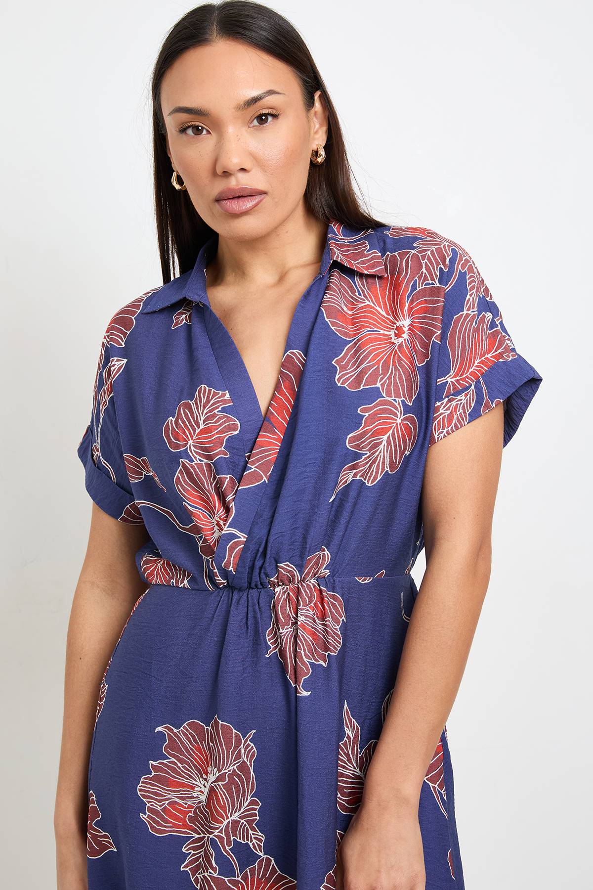 Wallis Robe Midi À Col Tissé Floral