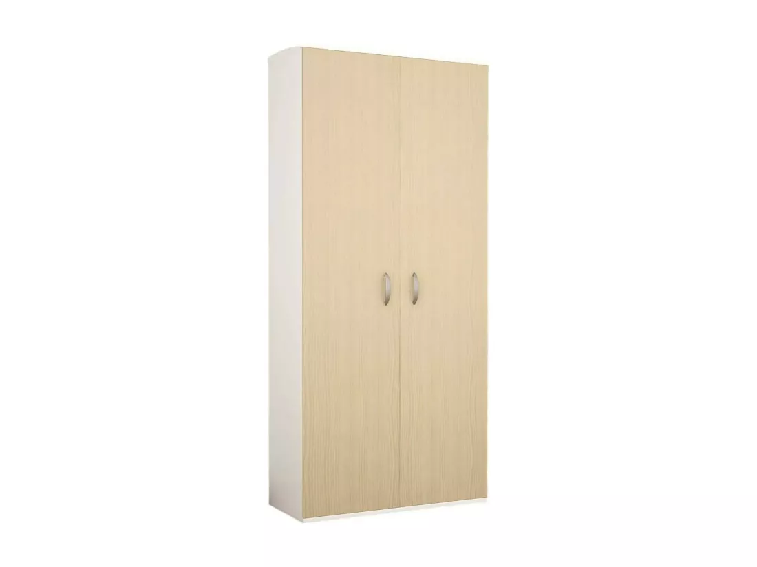Garde-robe 2 portes Drafi, Meubles de chambre, Dressing avec portes, Armoire, Made in Italy, 80x52h170 cm, Blanc et gris