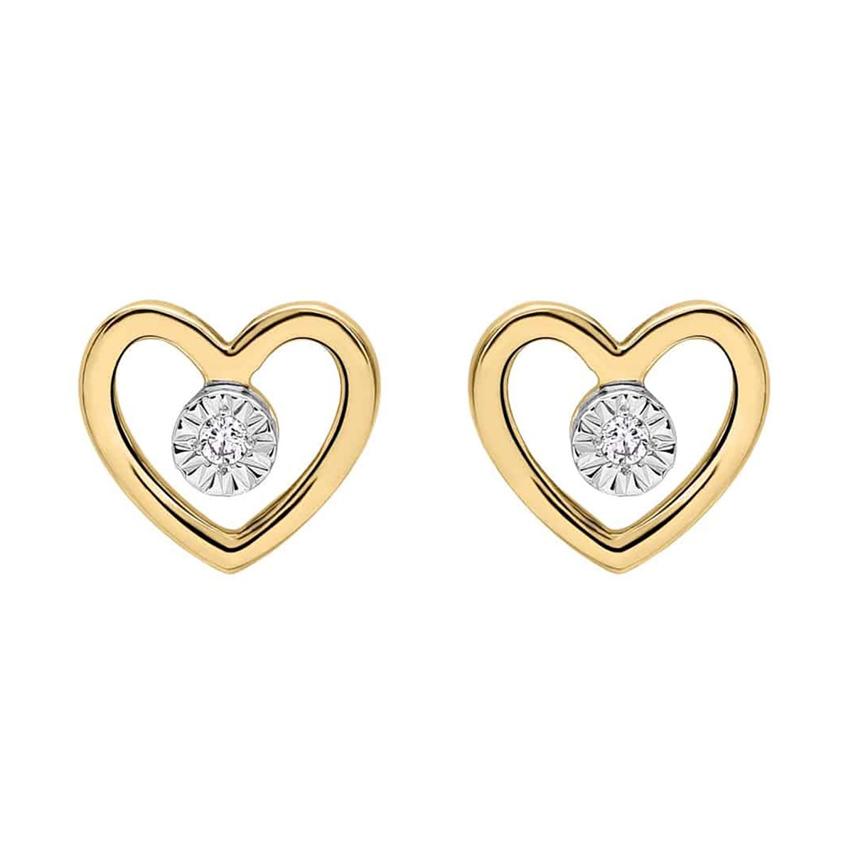 Boucles d'oreilles Brillaxis coeur or diamant