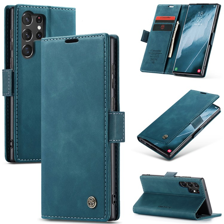 Samsung Galaxy S24 Ultra Leder Tasche Flip Wallet Etui mit Kartenfächern - Blaugrün