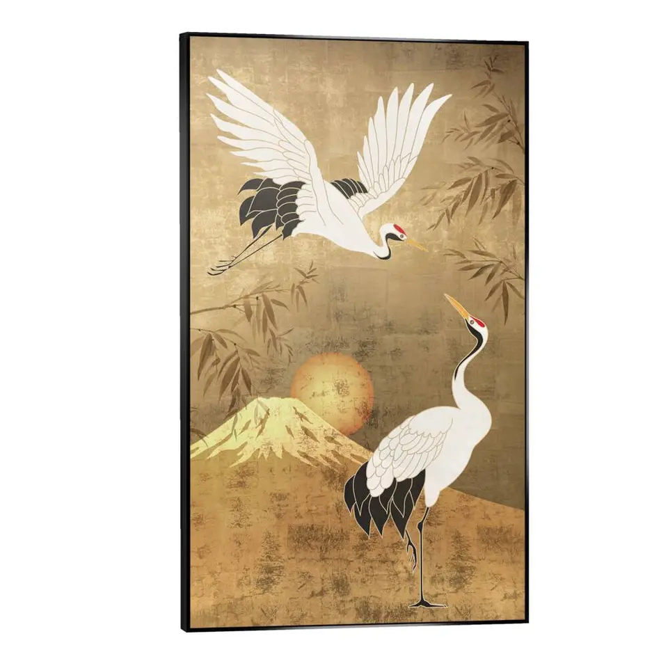 Schilderij Kraanvogel - multikleur - 118x70 cm