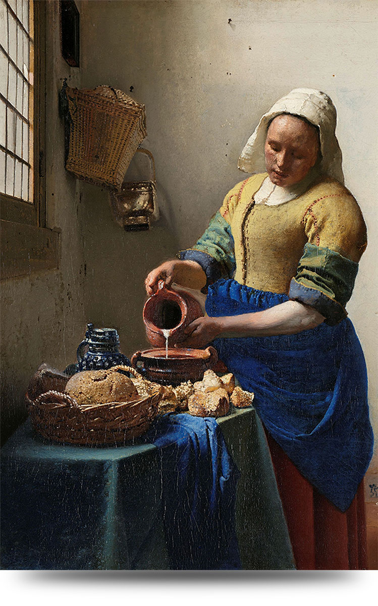 Canvas schilderij Melkmeisje van Vermeer 80 x 120 cm