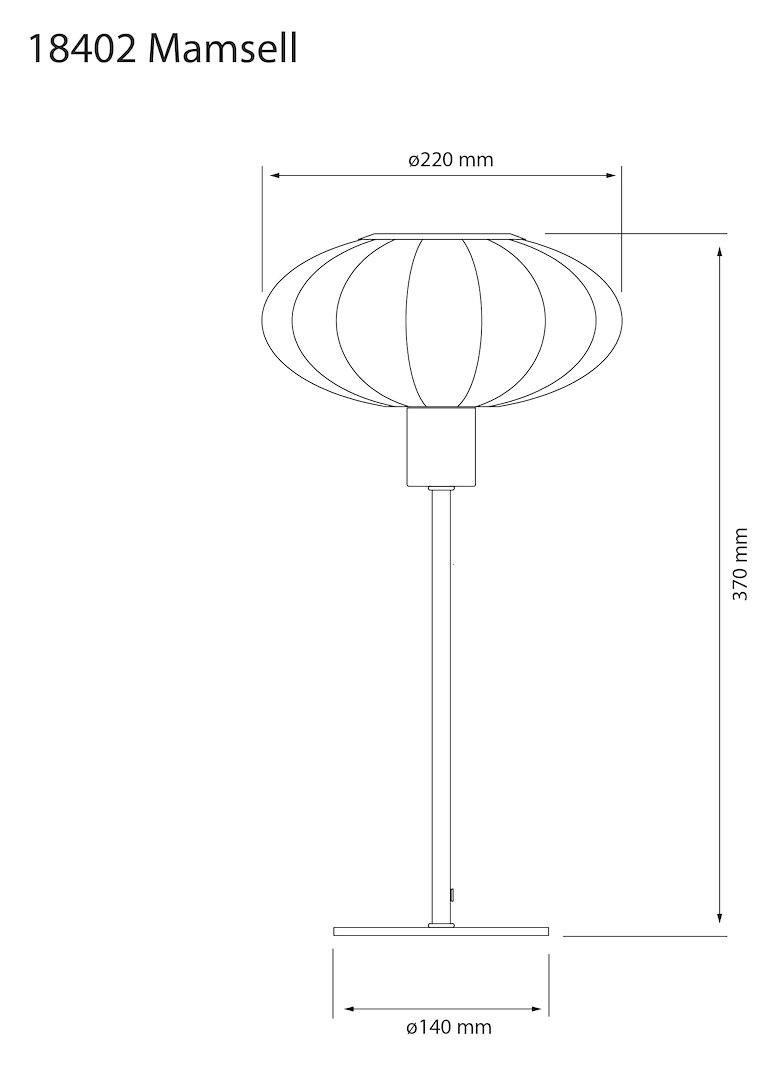 Mamsell bordlampe H:37cm, krom/hvit E14