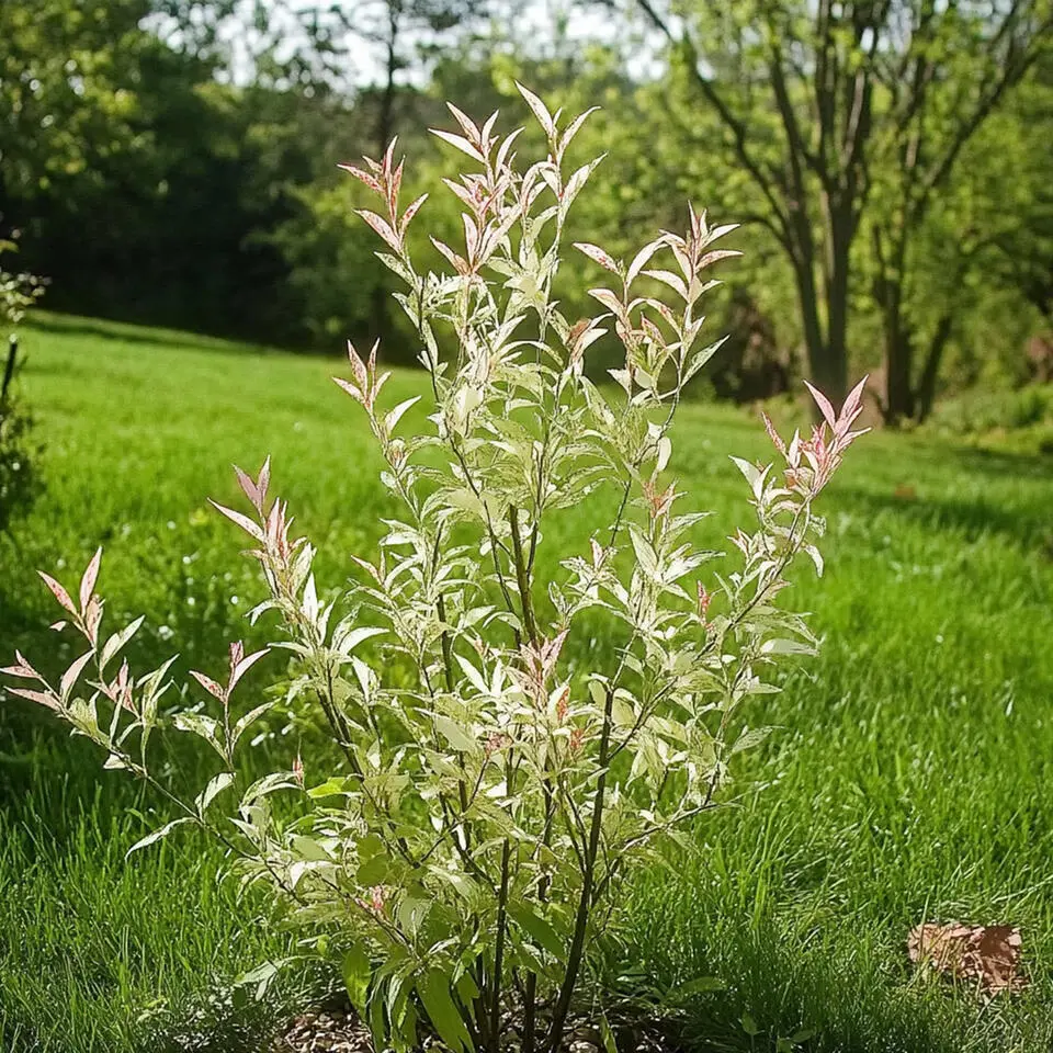 Bonte dwergwilg - Set van 4 - Salix integra 'Flamingo' - Hoogte 60-80cm - ⌀17cm