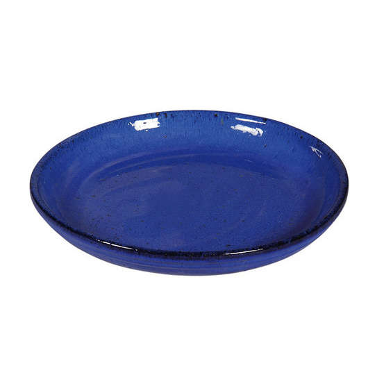 Soucoupe ronde en grès émaillé, bleu Ø 25 cm