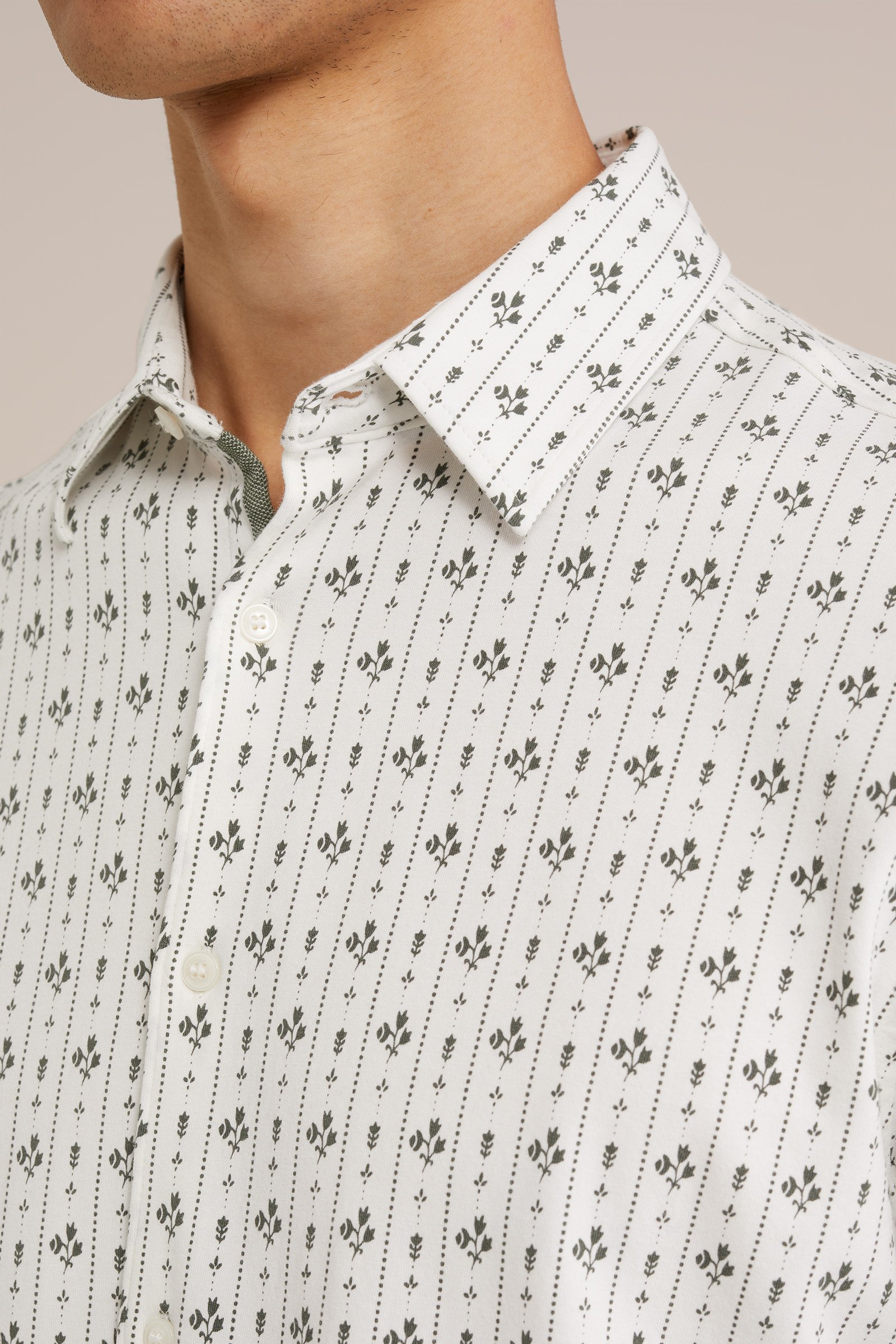 jersey overhemd met dessin WE Fashion Gebroken wit