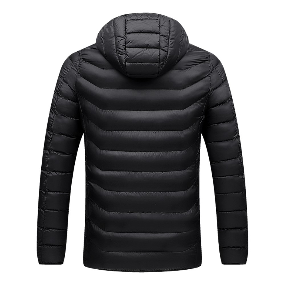 (Gr. L) Beheizbare Winter Jacke Elektrische USB Wärmejacke - Schwarz / Rot