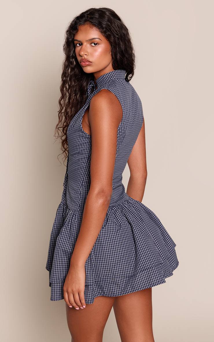 Bleu Marine Robe Droite À Jupe Rara À Volants Avec Détail Découpe Goutte D'eau