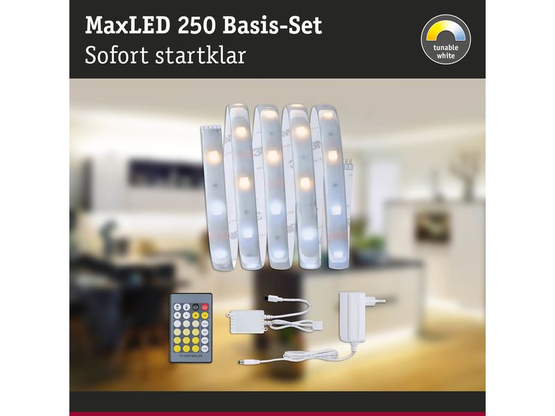 Paulmann LED-Stripe MaxLED 250 Tunable White, 1.5 m Basisse Beschichteter LED-Streifen mit variabler Farbtemperatur, kürzbar