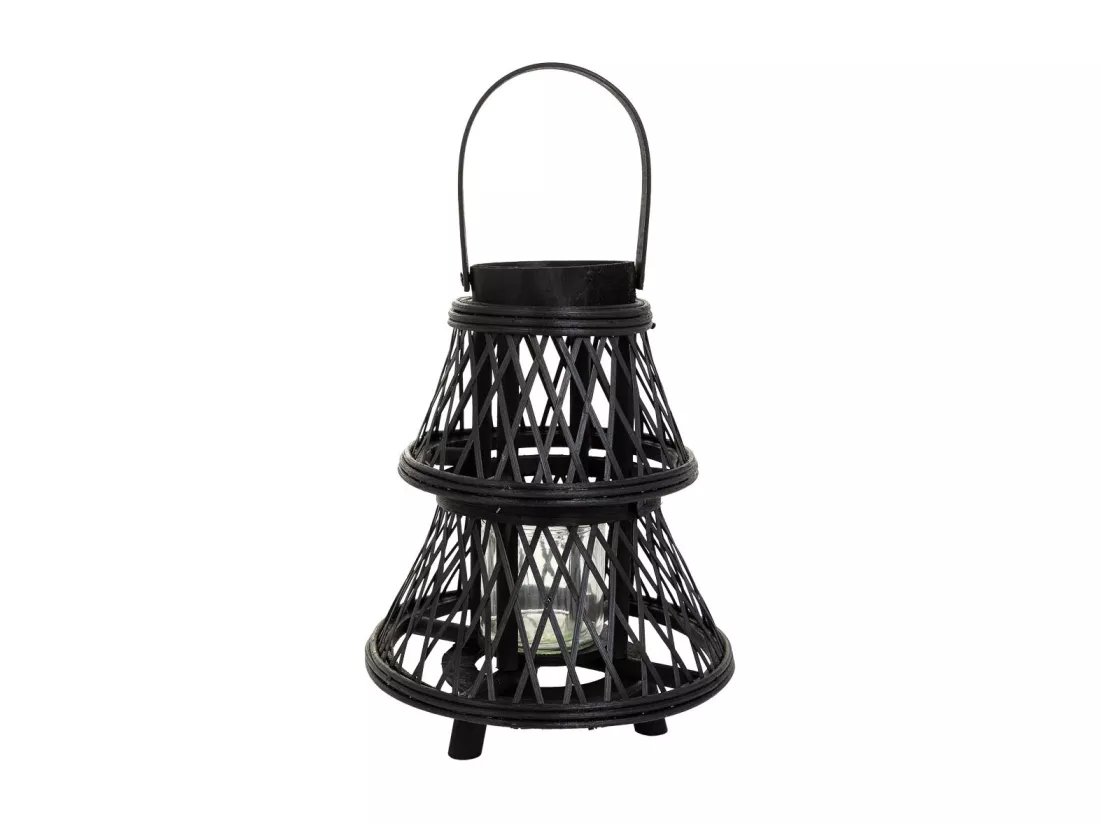 Lanterne photophore en bambou marron d23,5x29h