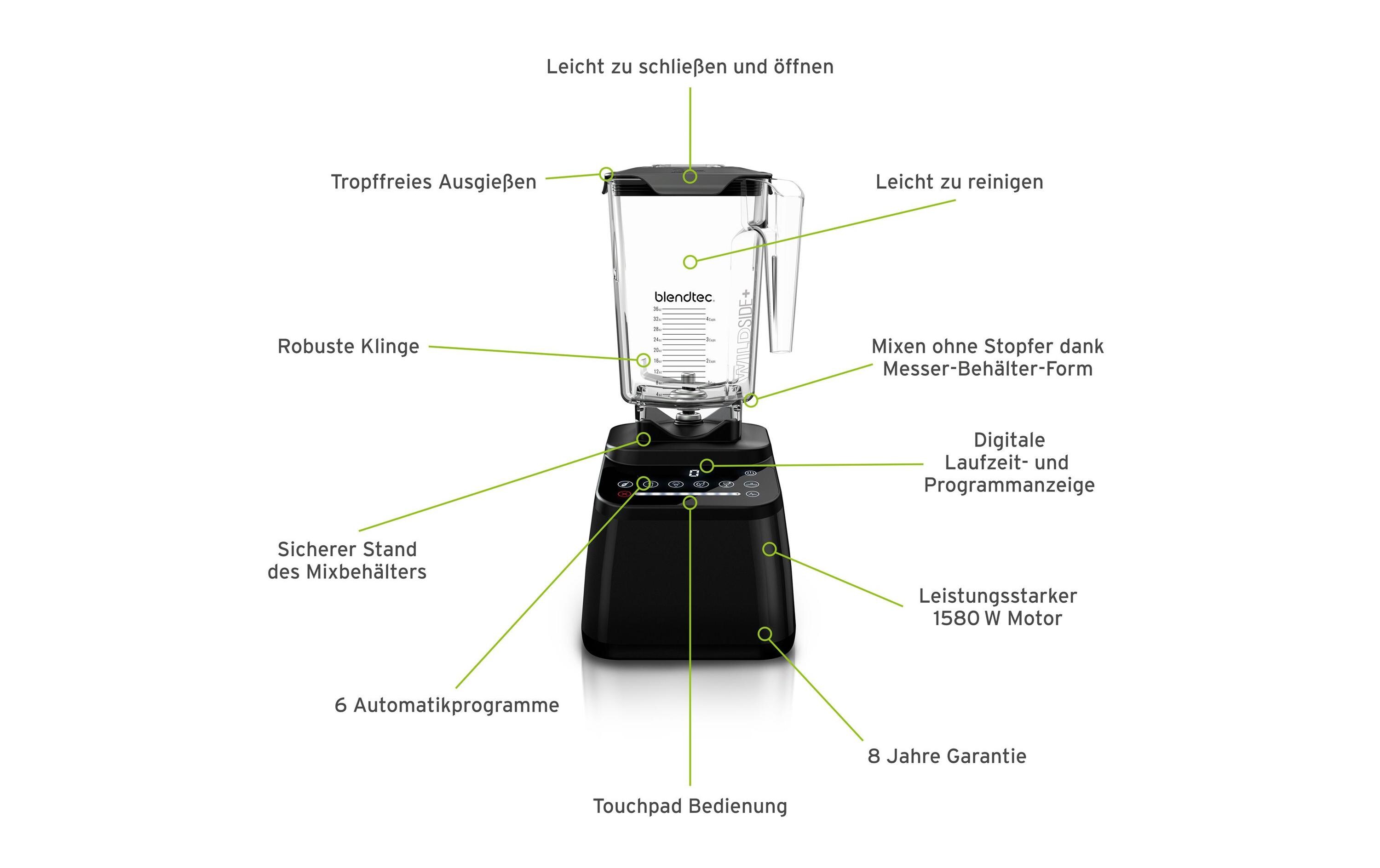 Standmixer Designer 650 Schwarz<br>Kraftvoller Nährstoff-Extraktor