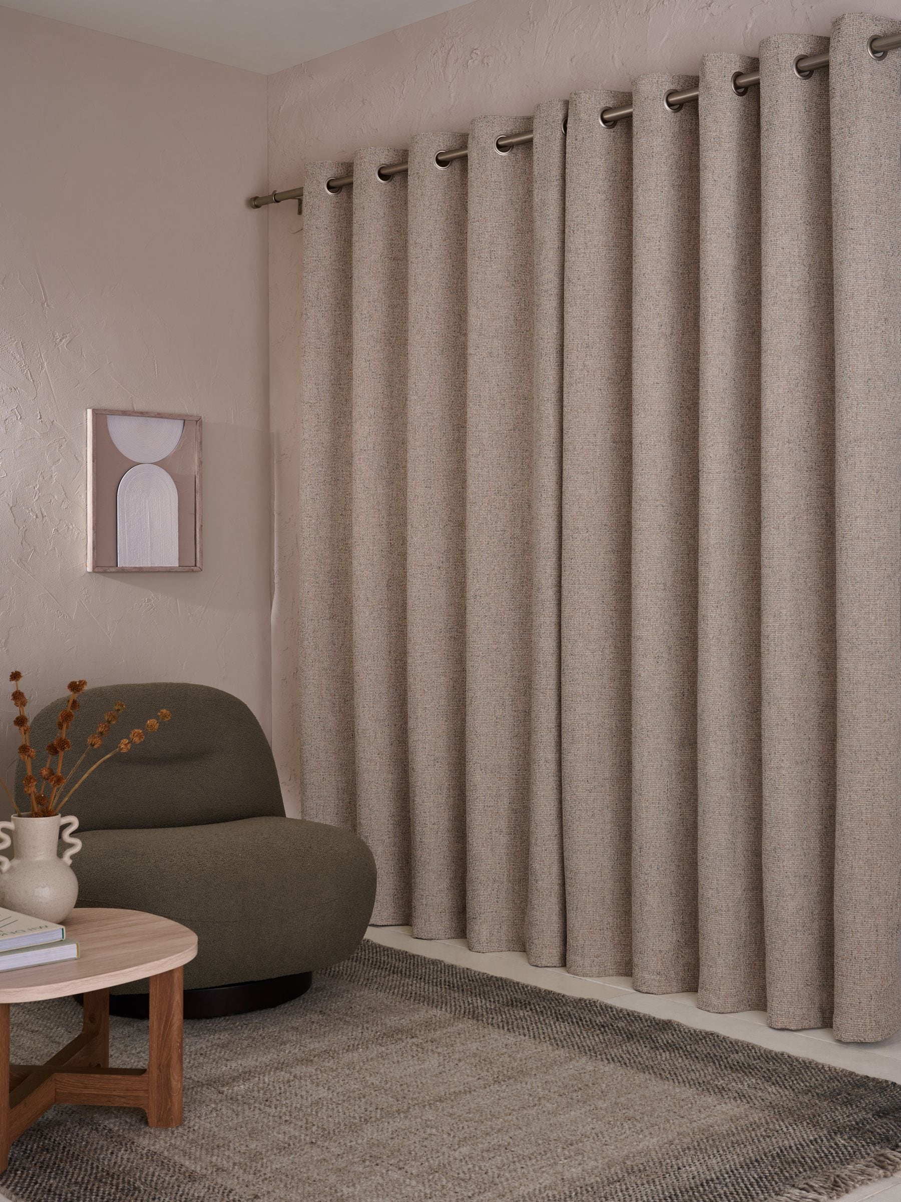 Chunky Marl Textured Eyelet Lined Curtains
