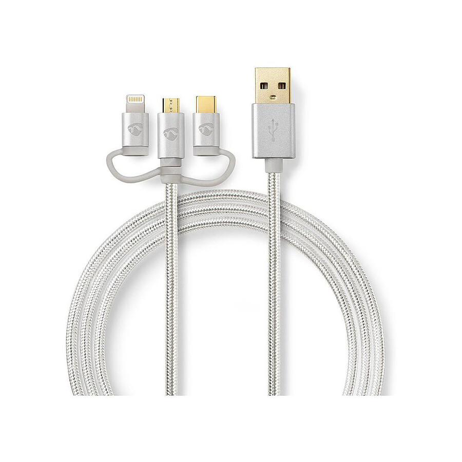 Cable 3-en-1 USB 2.0 vers micro-USB / USB-C / Lightning - 1 m