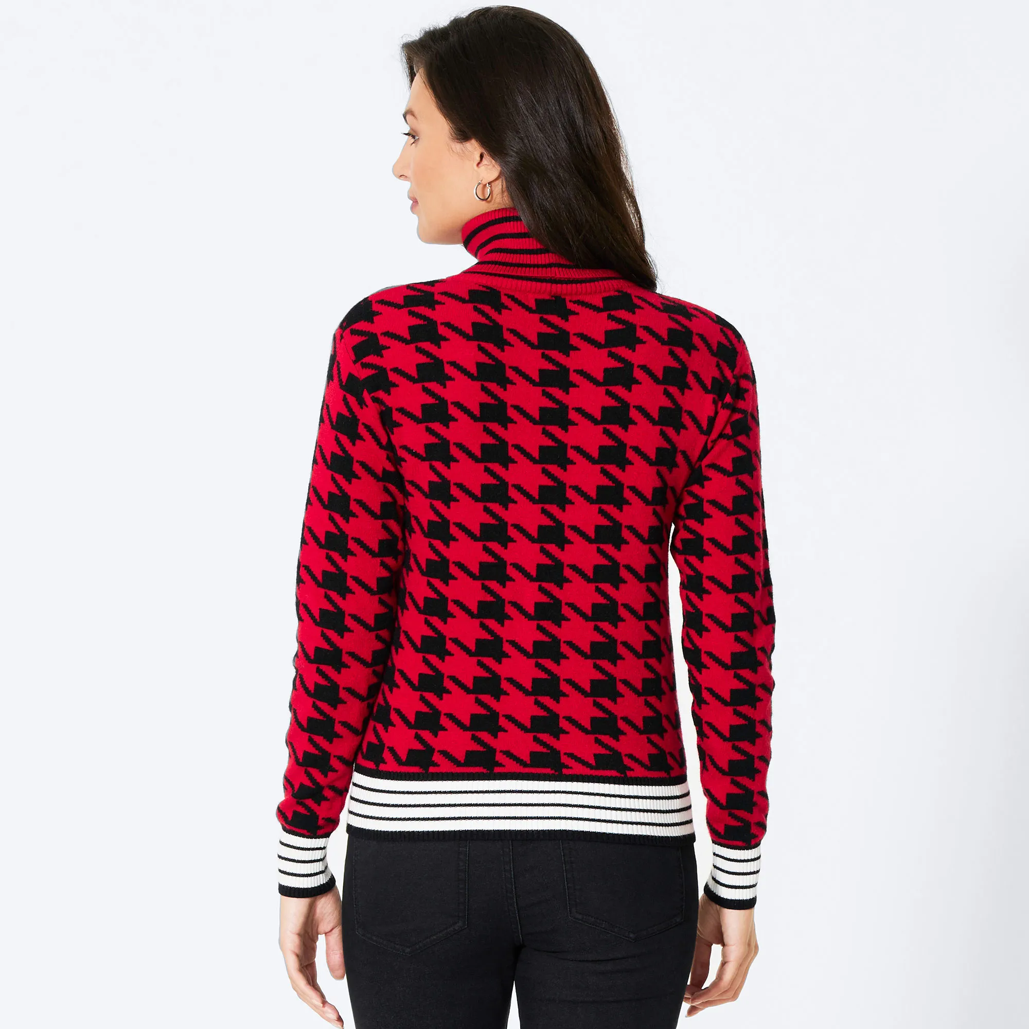 Damen-Pullover mit Hahnentritt-Muster
