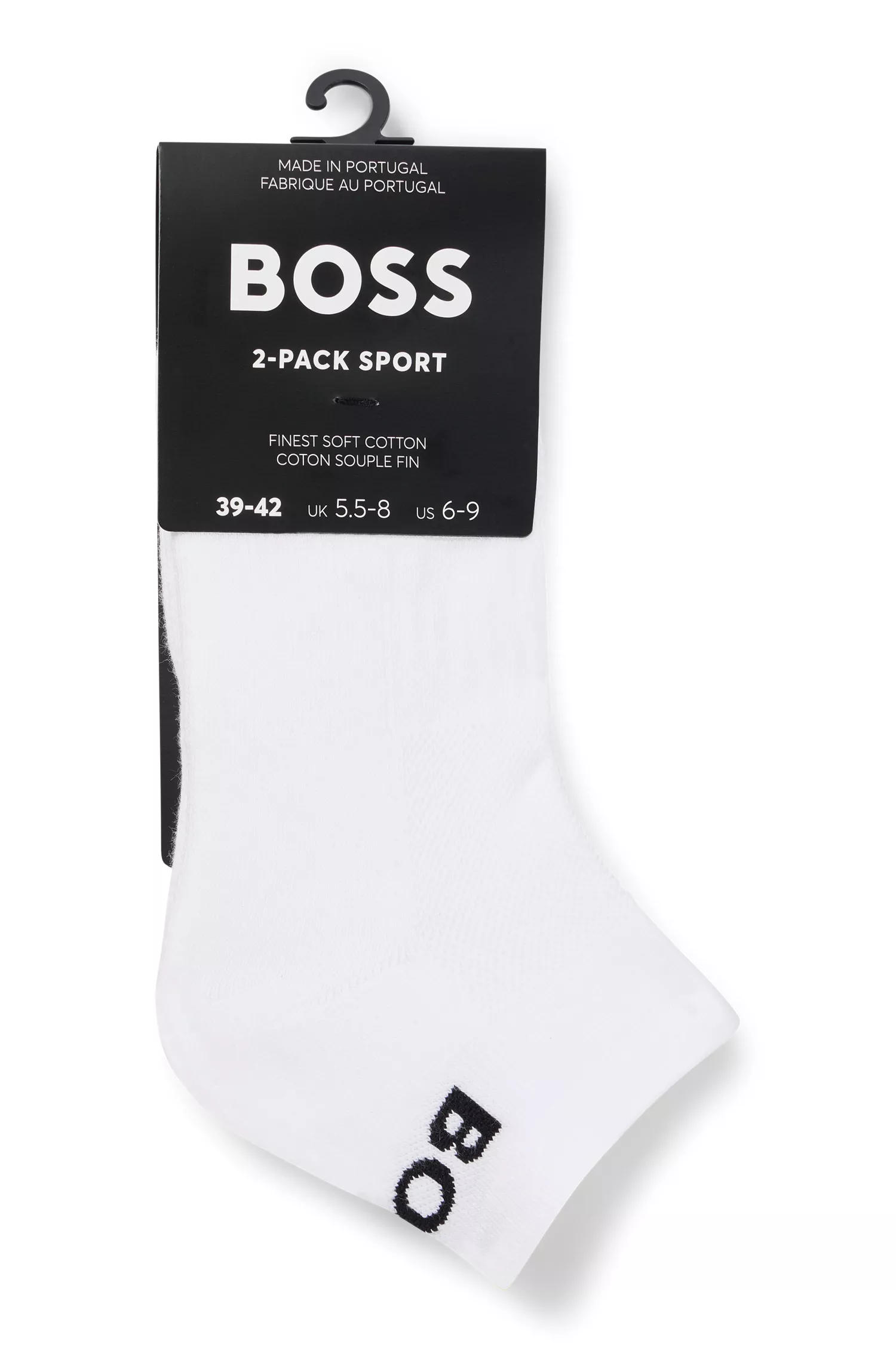 BOSS Black - Pacote com duas meias até o tornozelo em tecido elástico