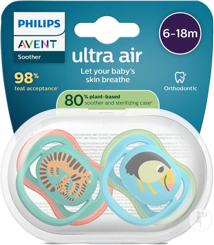 Philips Avent Sucette +6m Air Léopard/Toucan 2 Pièces
