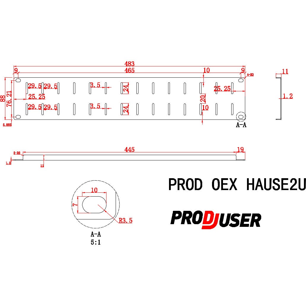 Prodjuser 2U Exhaust 19 inch ventilatiepaneel voor rack