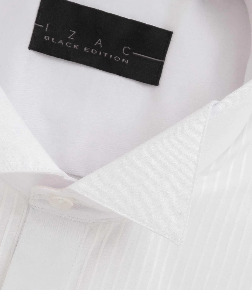Chemise à plastron plissé blanche 