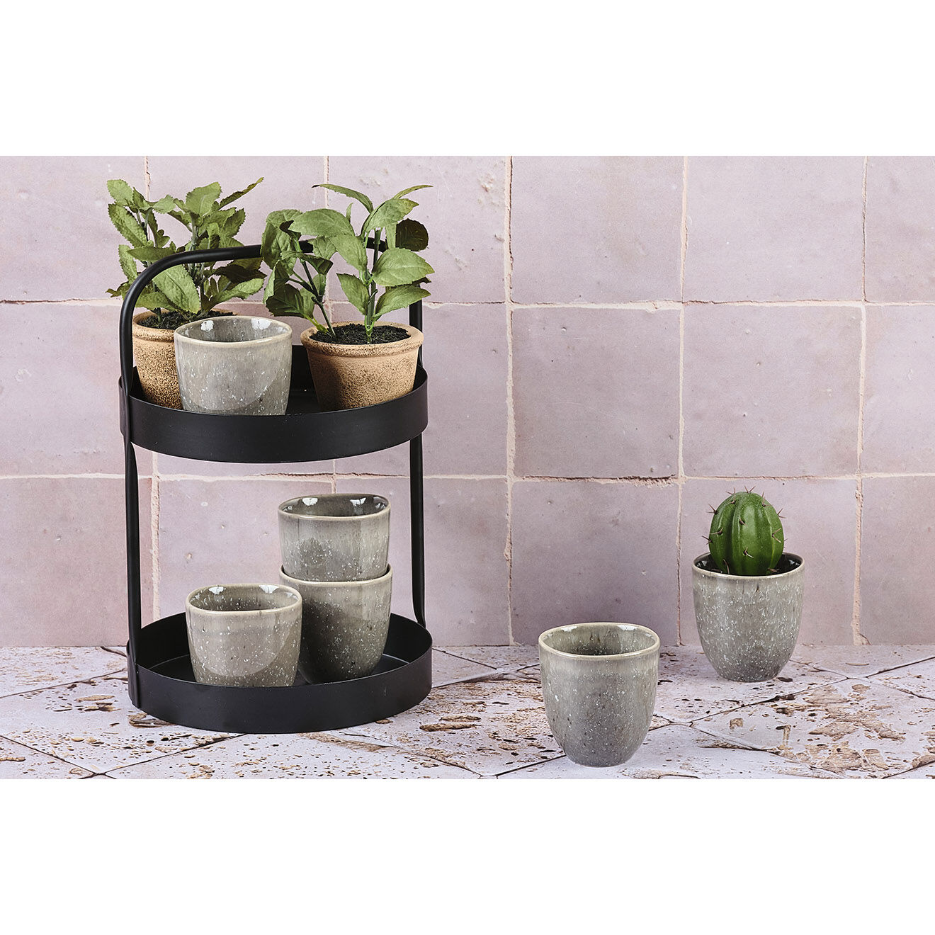 Bjorn 6 Tasses en Grès Stellar gris/anthracite - 15 cl