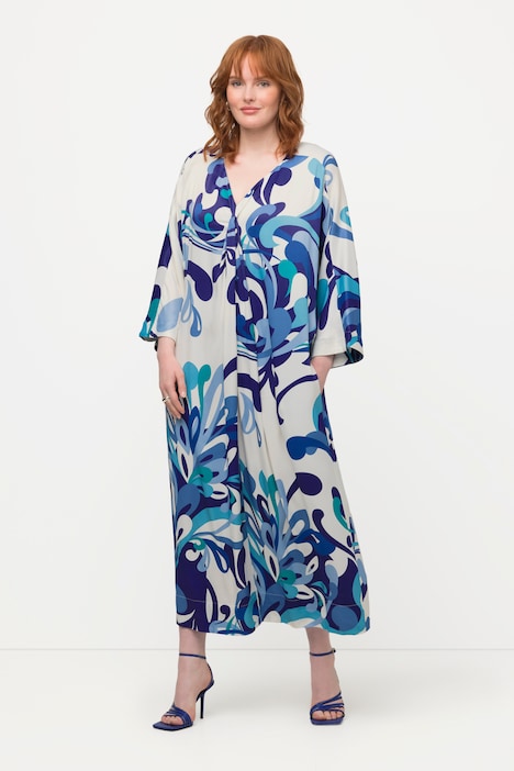 Midikleid, Paisley-Design, Taschen, V-Ausschnitt, Halbarm