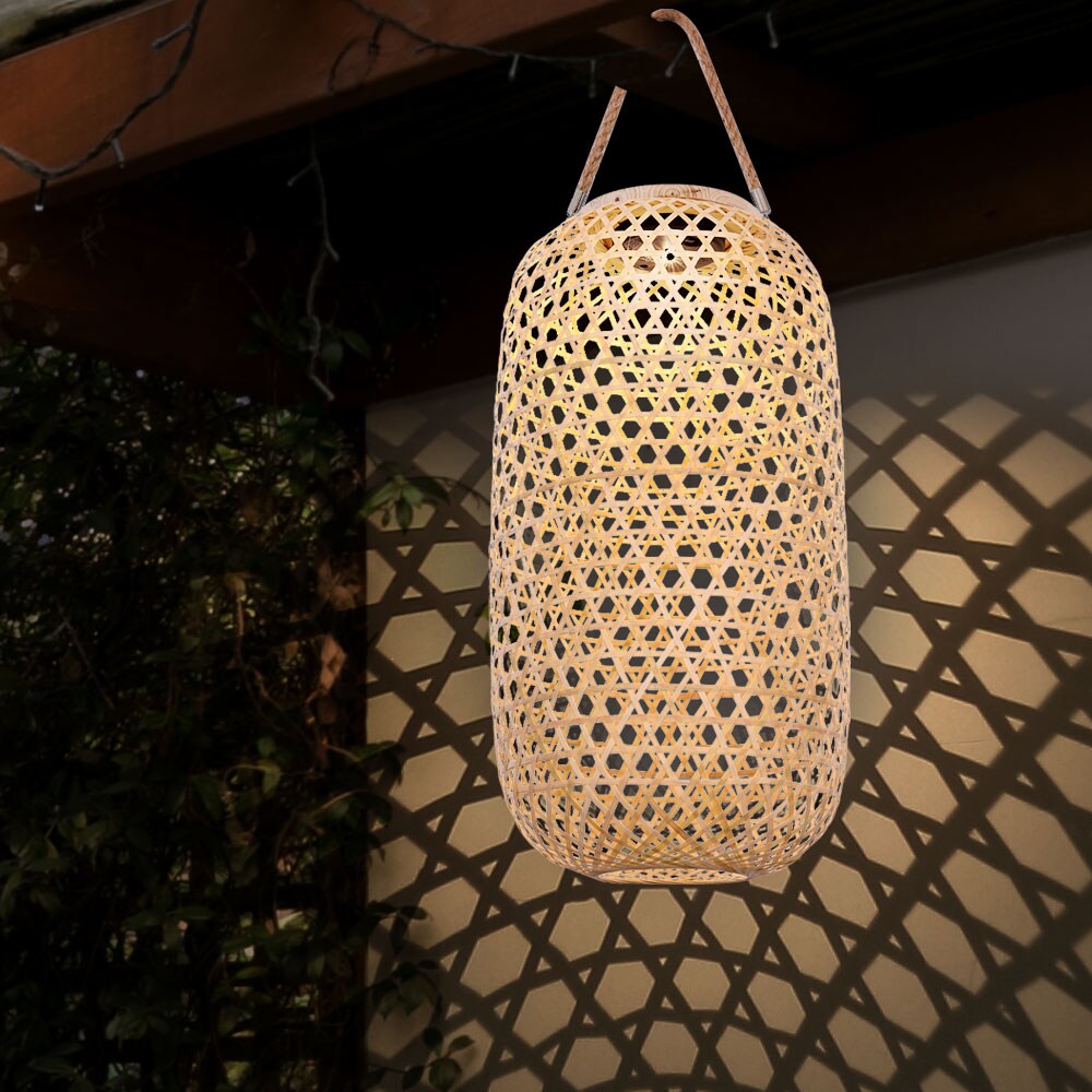 LED Solarleuchte, Bambus, Korbgeflecht, H 56,5 cm
