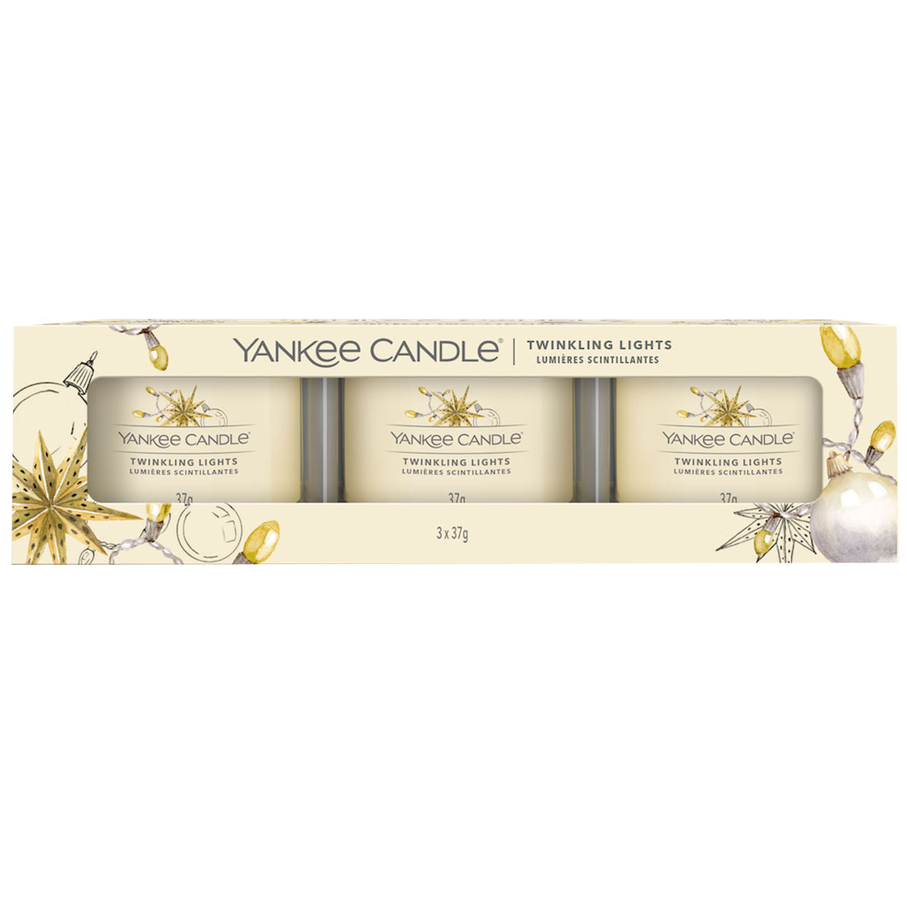 Yankee Candle Coffret 3 Bougies parfumées votives Lumières scintillantes Signature - 1 mèche 10h