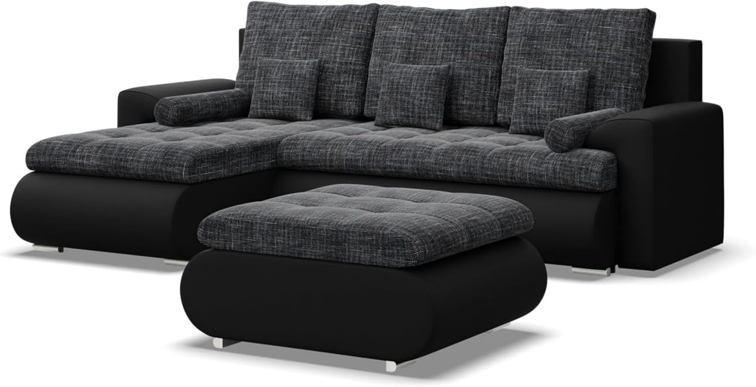 Mebligo - Ecksofa mit Schlaffunktion und 3 Bettkasten FORESTA 300x89x200 (BxHxT) Cord - Grün - Ottomane Rechts Eckcouch, Couch U Form, Sofa Wohnzimmer, Sofas & Couches, Eckschlafsofa