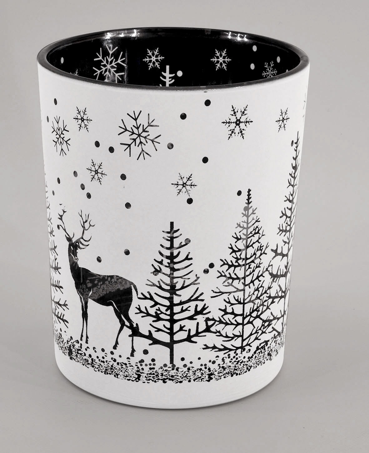 Weihnachten Windlicht Xmas weiß schwarz 10cm 12,5cm Glas
