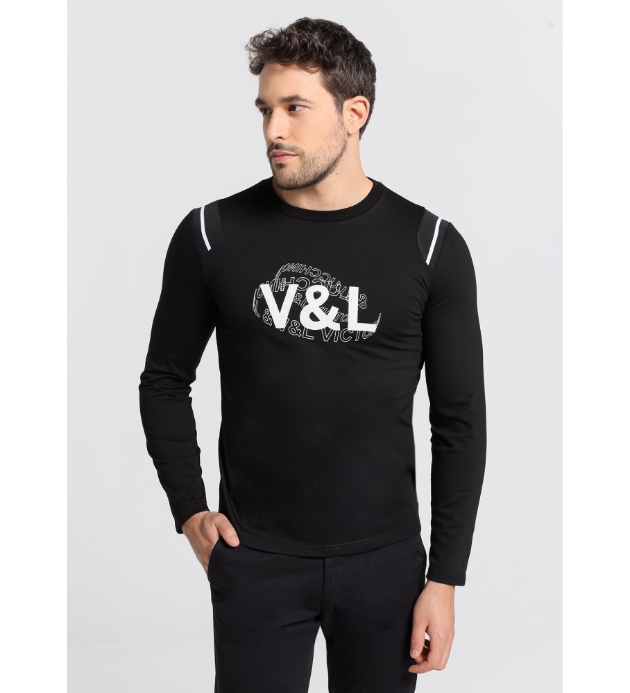 Victorio & Lucchino, Camiseta de Manga Comprida V&L 132449 Preta
