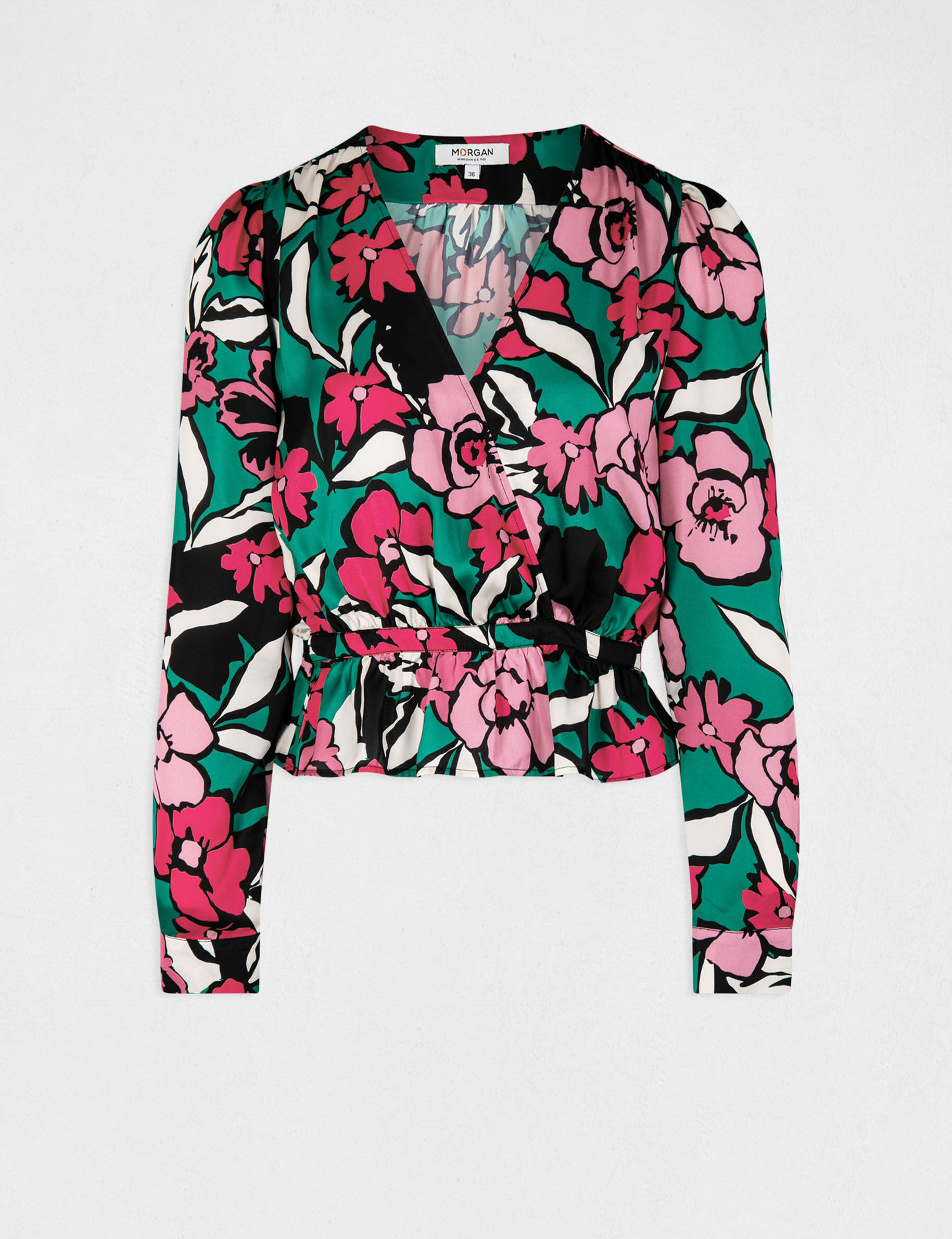 Blouse manches longues imprimé floral multico femme - multico