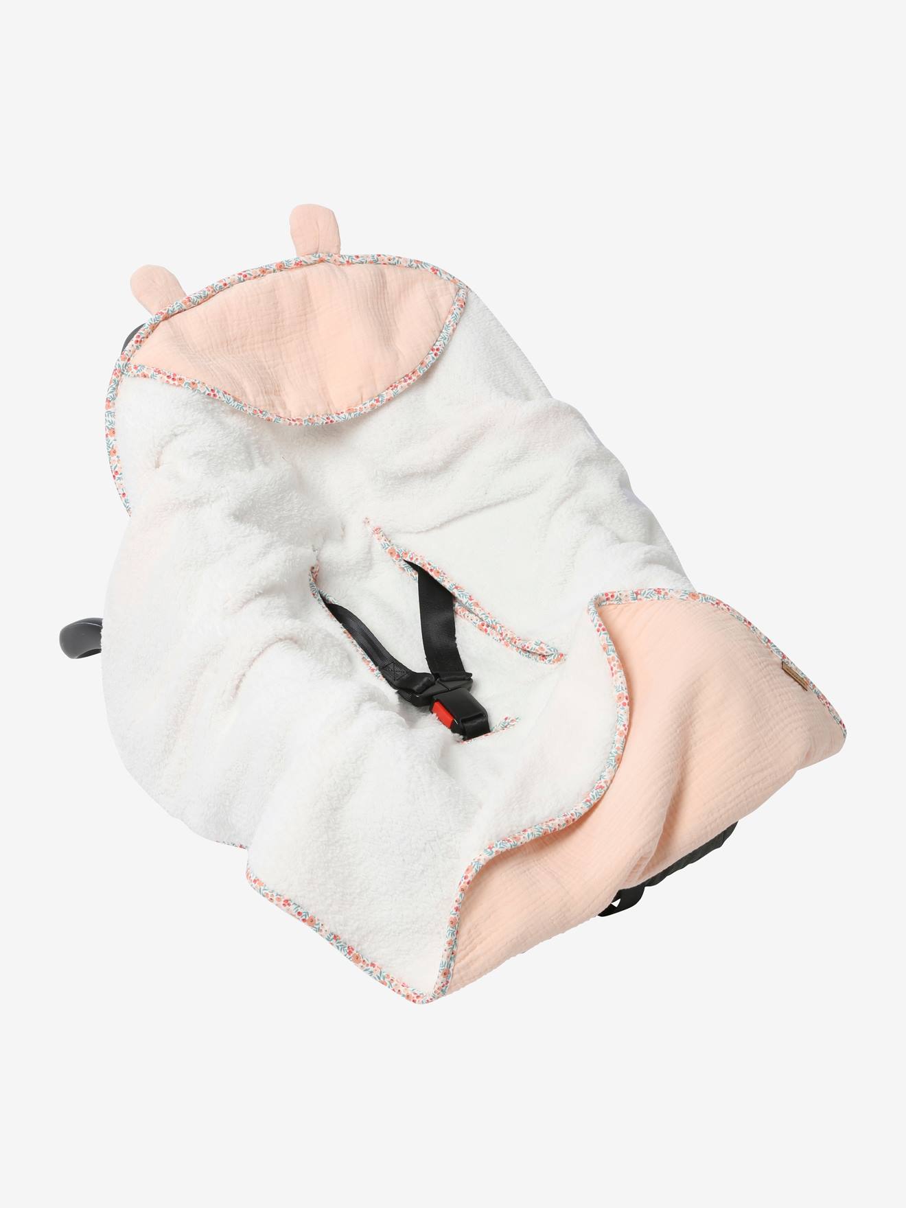 Manta com capuz para cadeirinha de carro em formato de ovo, verde médio liso com estampas.