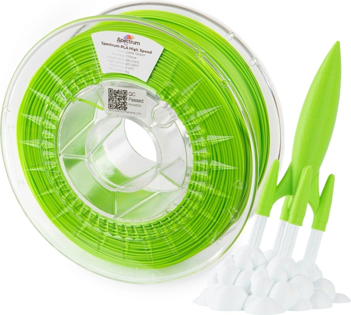 Spectrum  Premium PLA High Speed Lime Green, 1,75 mm / 1000 g    PLA Material speziell für den Hochgeschwindigkeitsdruck