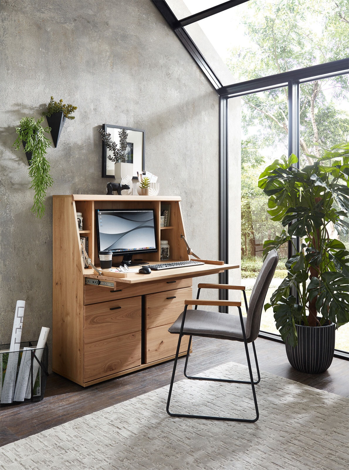 Sekretär Sonos II Front Altesche massiv gebürstet 98 x 124 x 38 cm