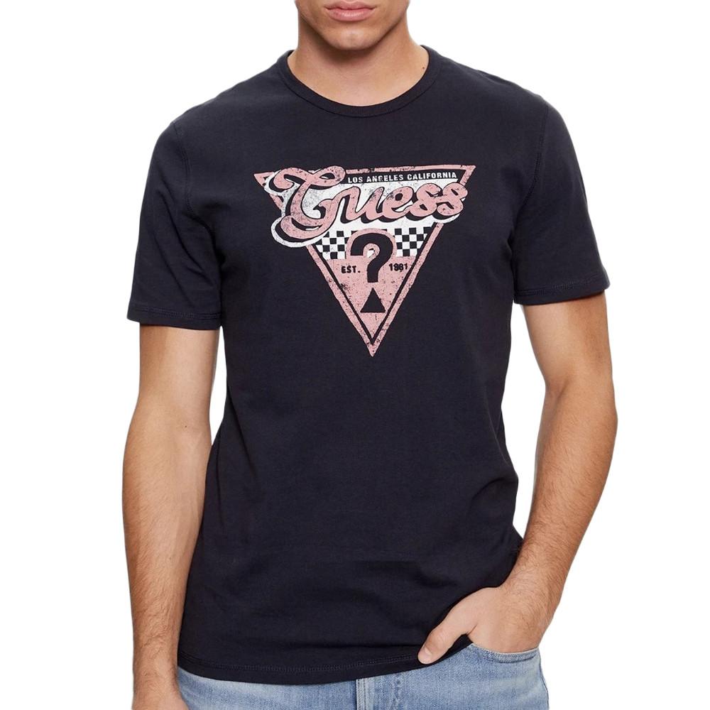 Guess T-shirt Marine Homme Guess Triangle